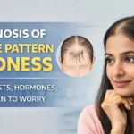Female hair loss diagnosis showing thinning hair pattern in women