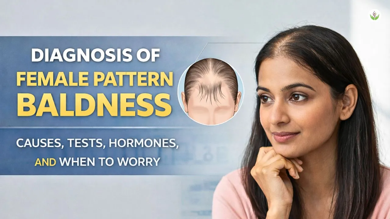 Female hair loss diagnosis showing thinning hair pattern in women