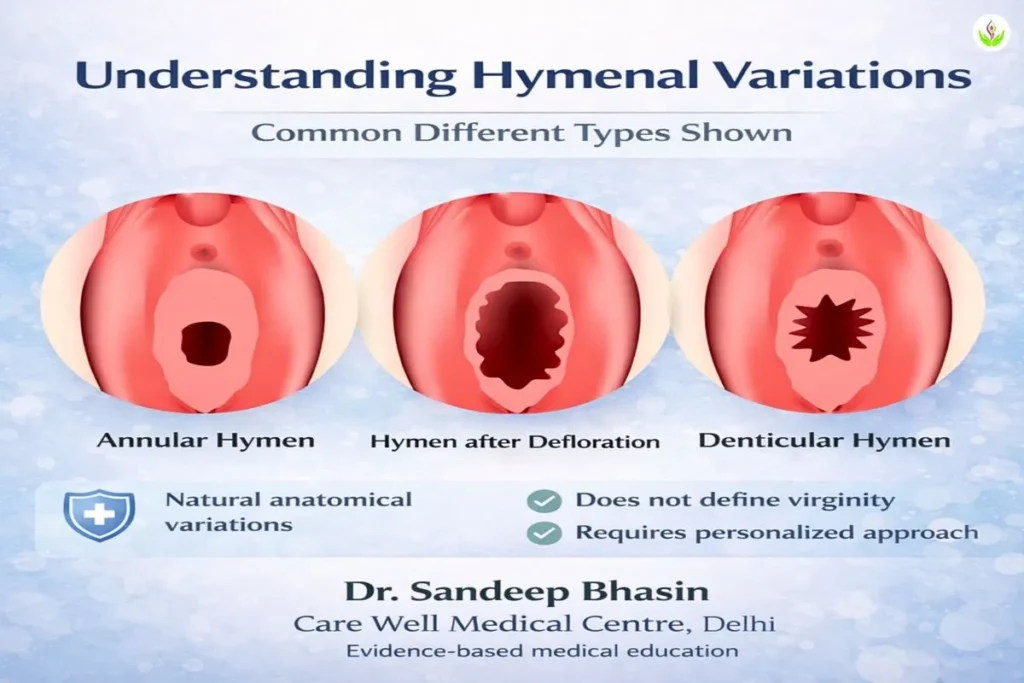 What is the hymen medical infographic showing natural hymenal variations