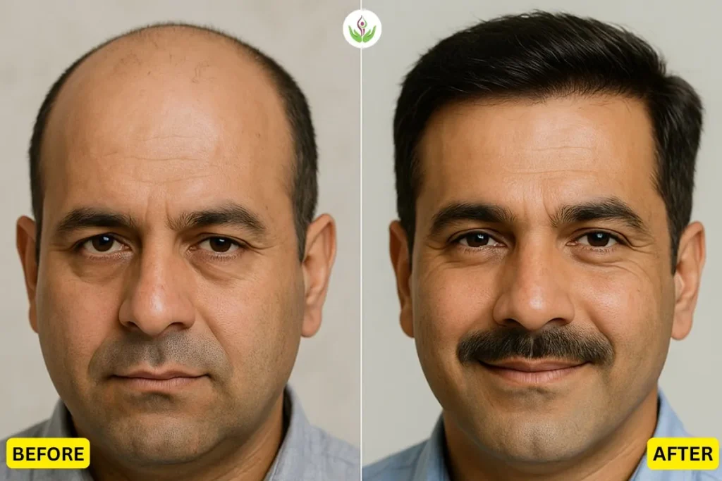 before and after hair transplant results in Delhi