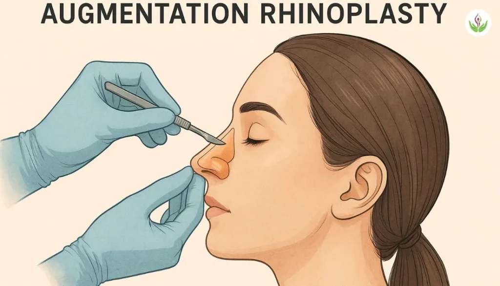 Augmentation rhinoplasty surgery showing nasal implant placement by expert surgeon in Delhi