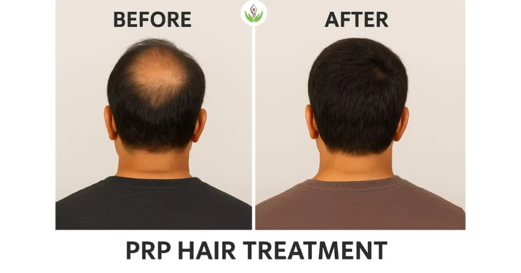 PRP hair treatment before and after in Delhi at Care Well Medical Centre