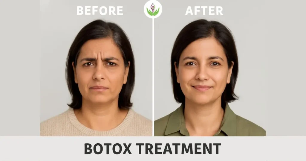 Botox before and after result in Delhi North Indian woman
