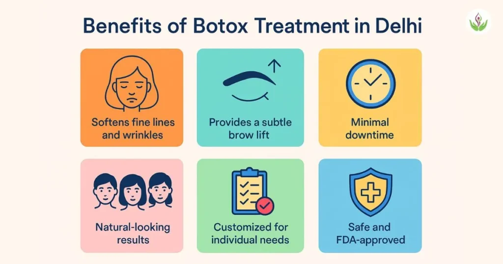 Botox treatment benefits infographic in Delhi