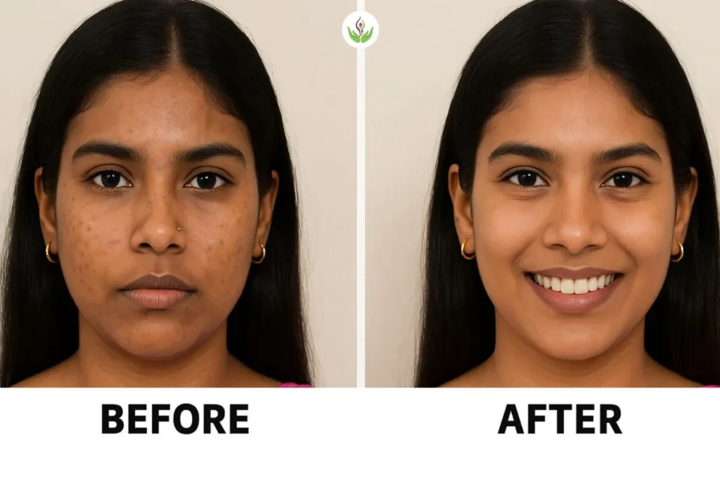 Indian girl’s skin results after microdermabrasion.