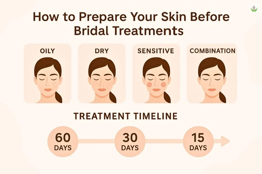 How to prepare your skin before starting bridal treatments infographic.