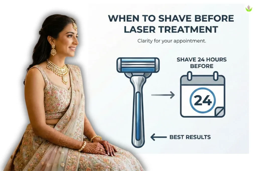 Shaving schedule for pre bridal laser hair removal guidance