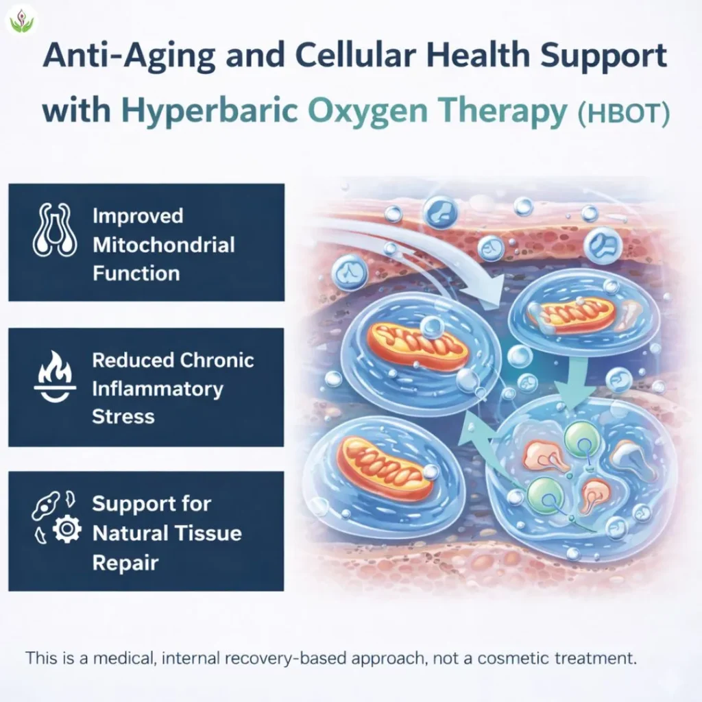 HBOT support for cellular health and anti-aging