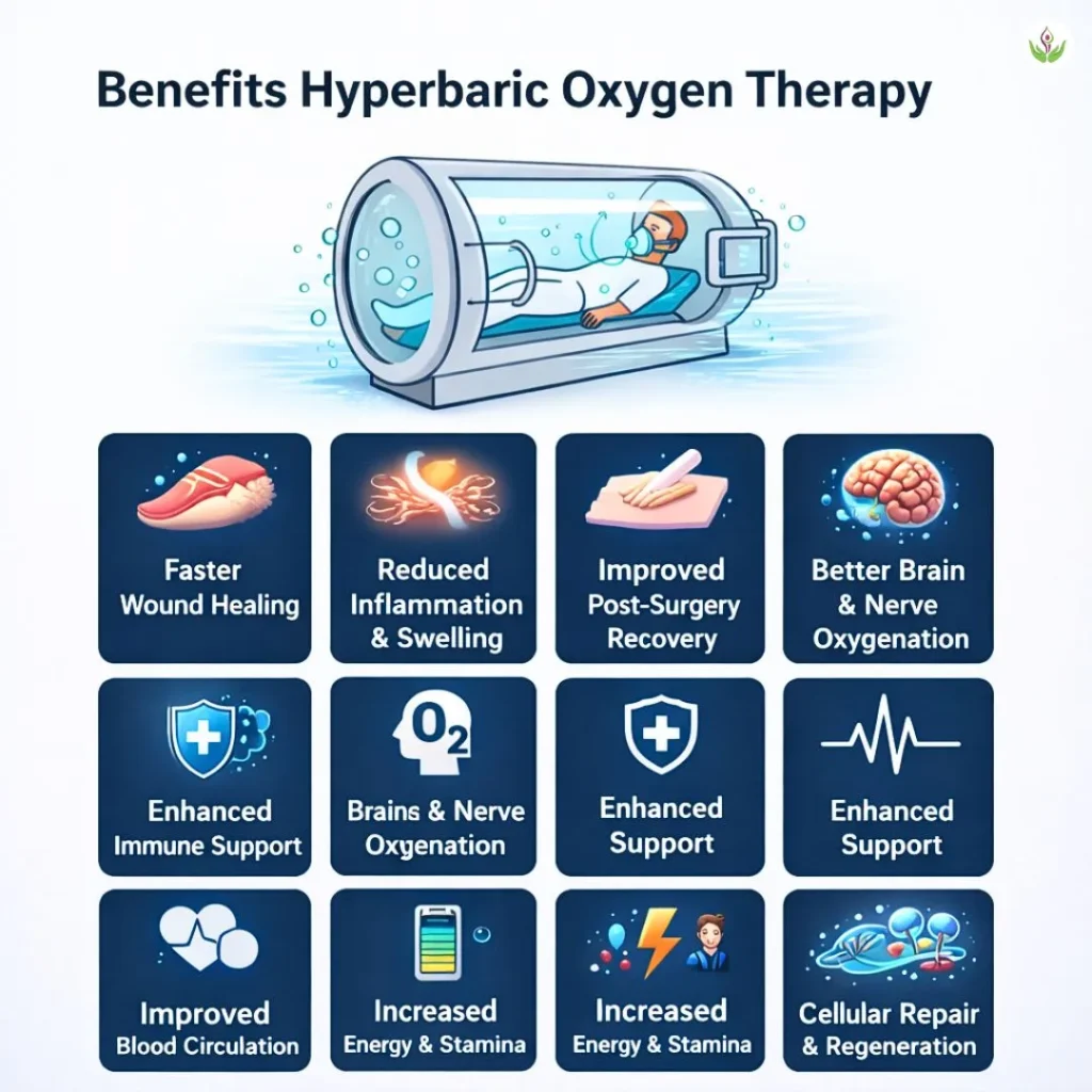 Benefits of hyperbaric oxygen therapy infographic