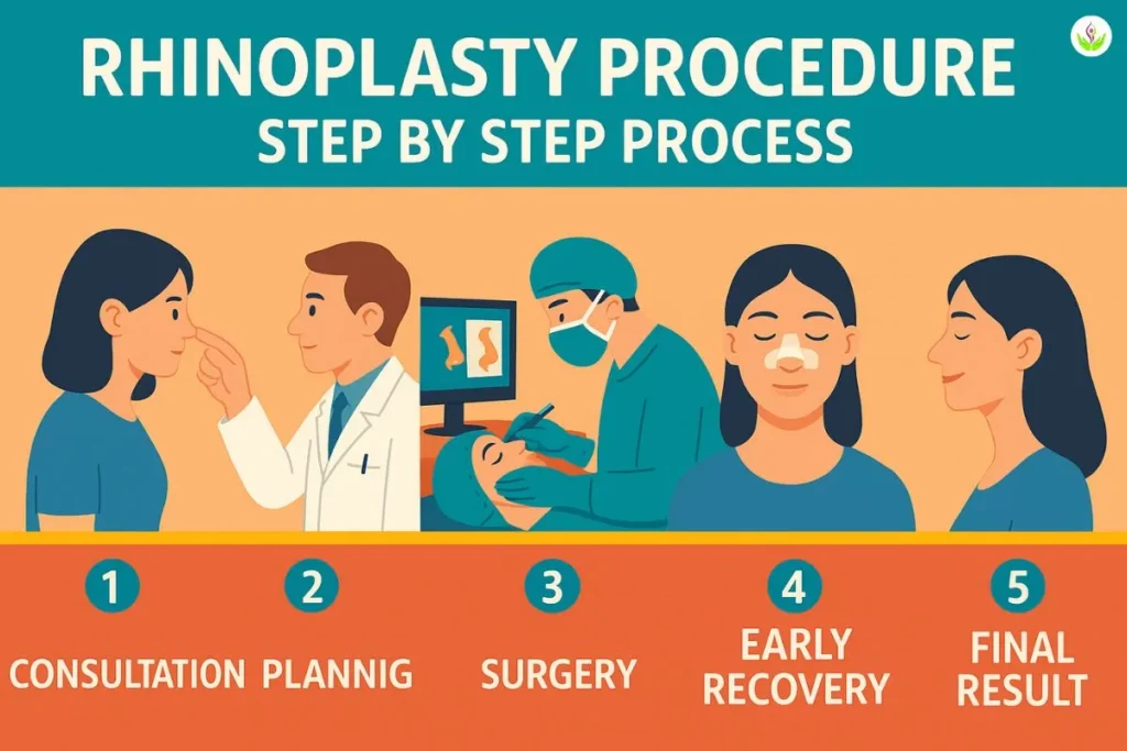 Rhinoplasty procedure step by step from consultation to final result at Care Well Medical Centre Delhi