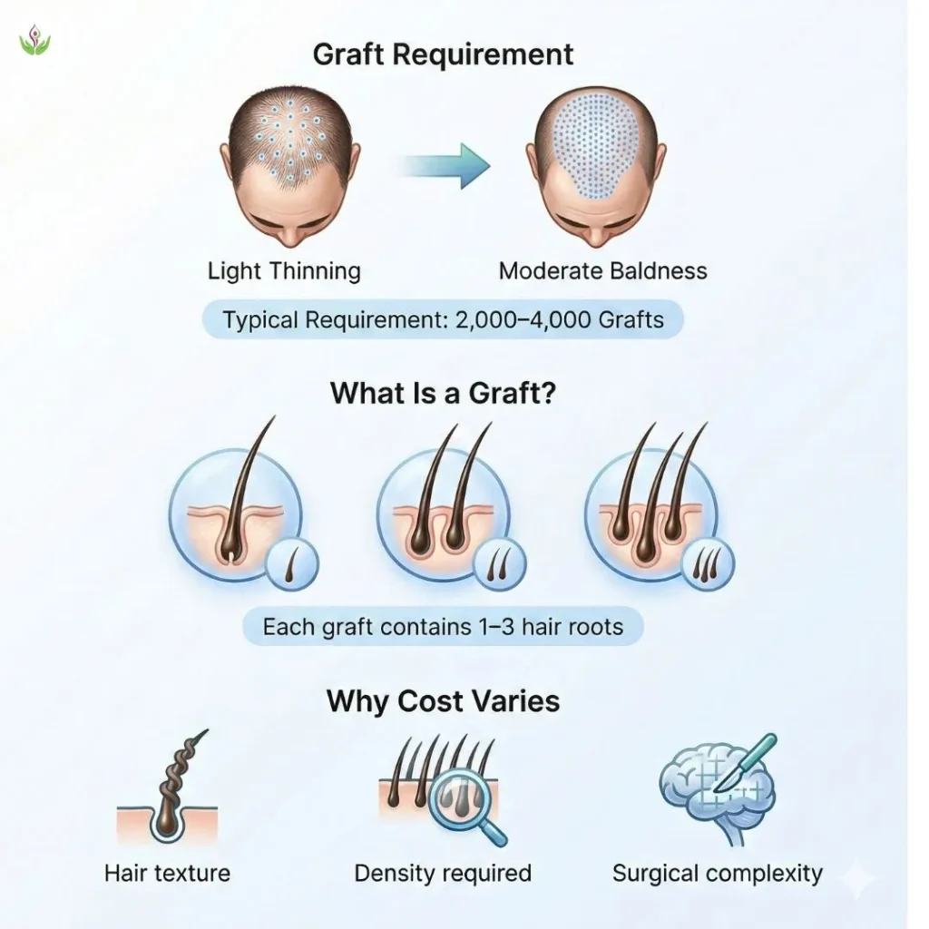 Hair transplant graft requirement and cost factors explained
