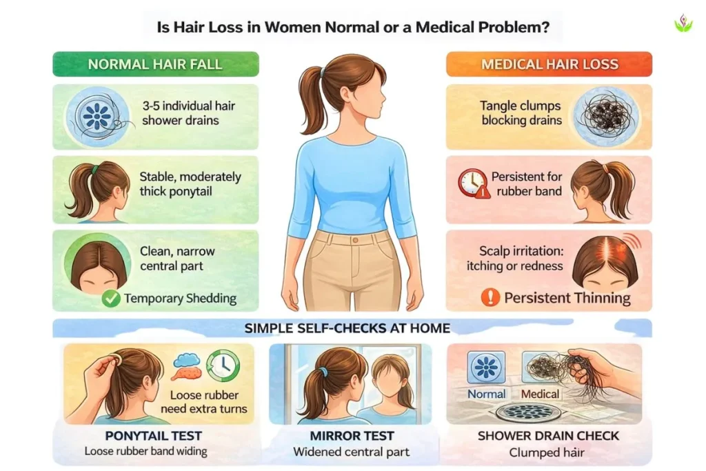 Is hair loss in women normal or a medical problem self check infographic
