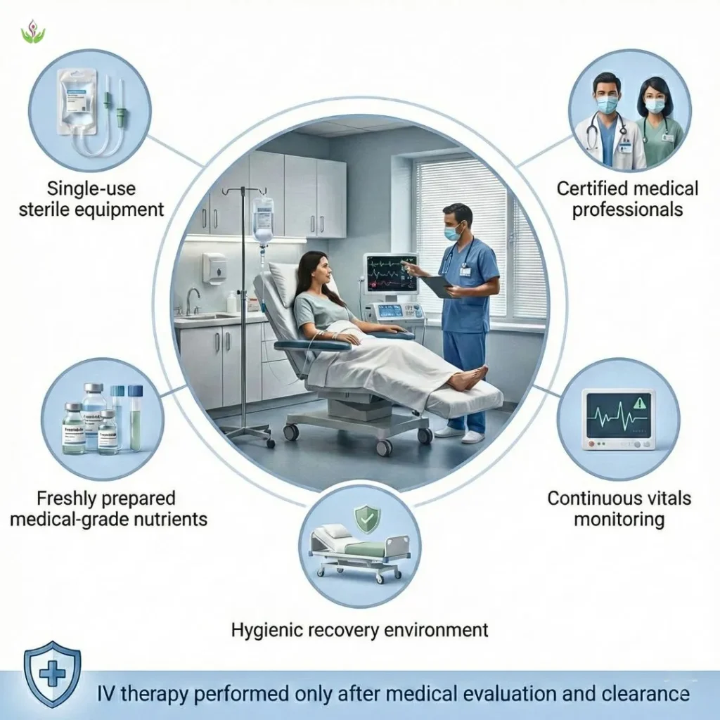 Doctor-supervised IV therapy performed safely in a sterile medical clinic