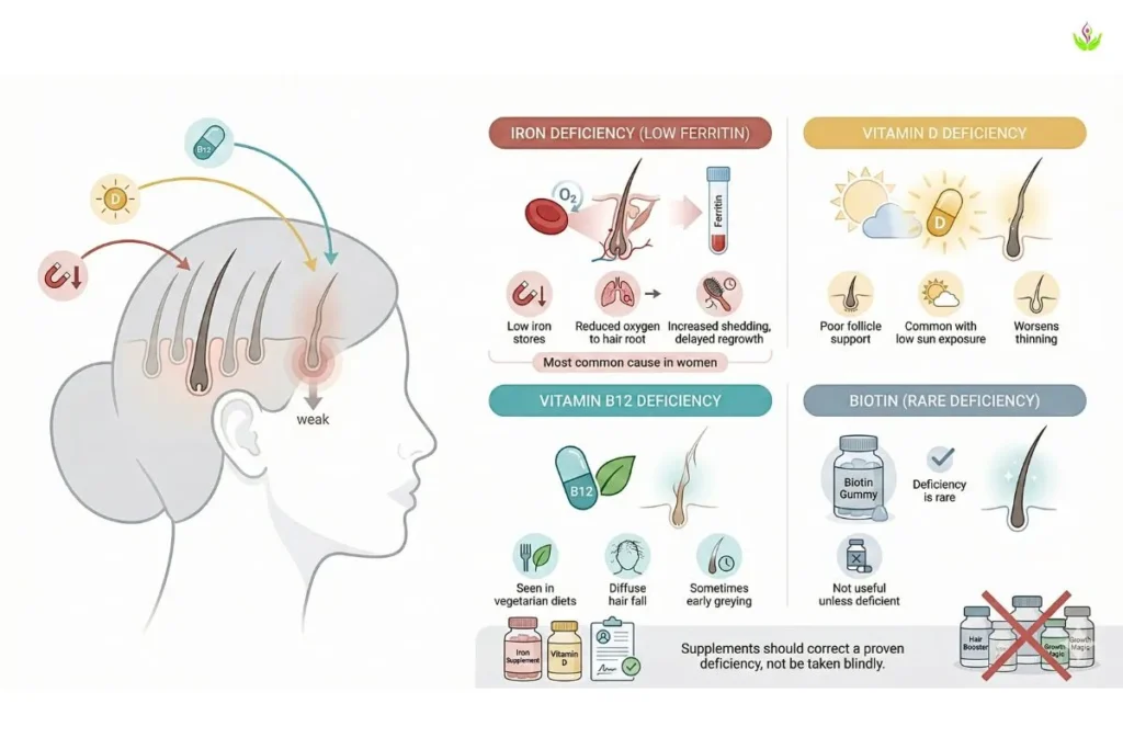 Vitamin deficiency causing hair loss in women iron vitamin d b12 biotin