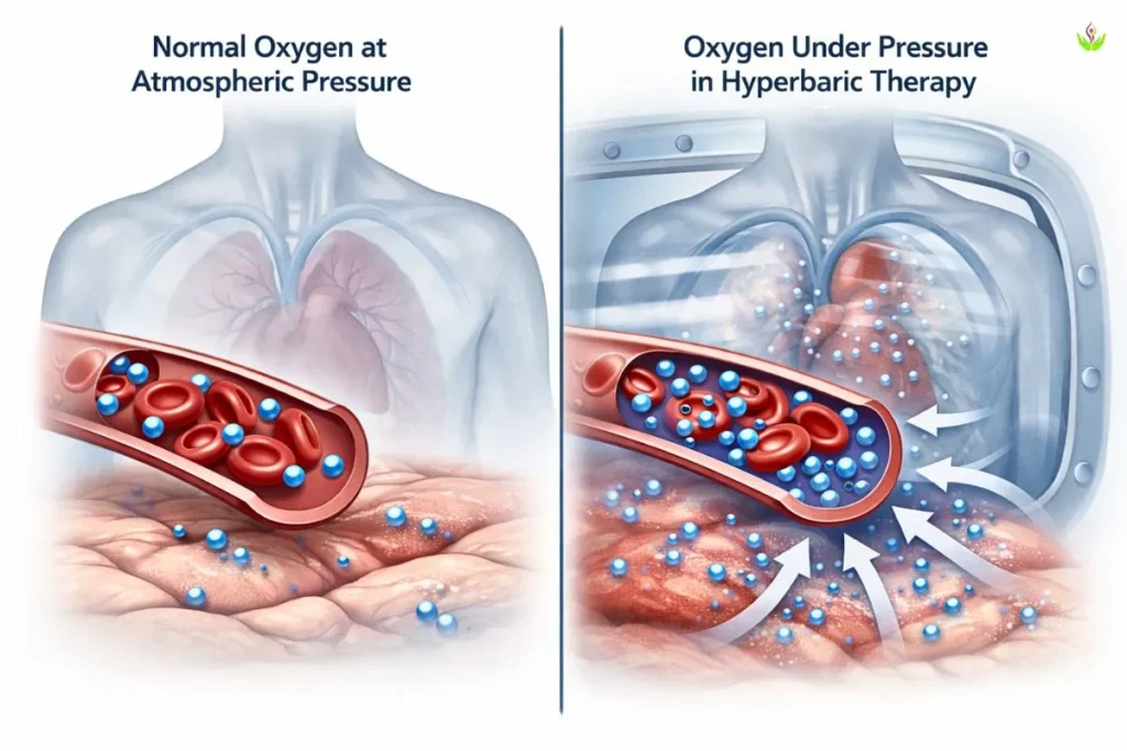 What oxygen under pressure means in hyperbaric oxygen therapy