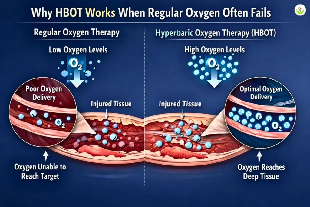 Why HBOT works when regular oxygen therapy fails